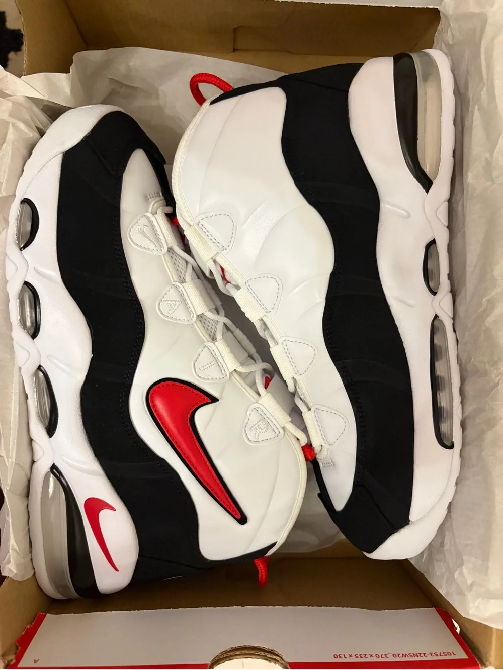 Nike White/Black/Red Air Max Uptempo '95. Size 10.5.